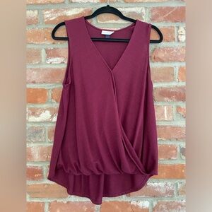 Universal Thread Crossfront Tank Large Sleeveless Blouse Burgundy